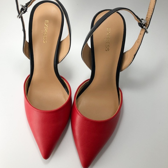 Express pointy heel size 6 red & black - Picture 3 of 4